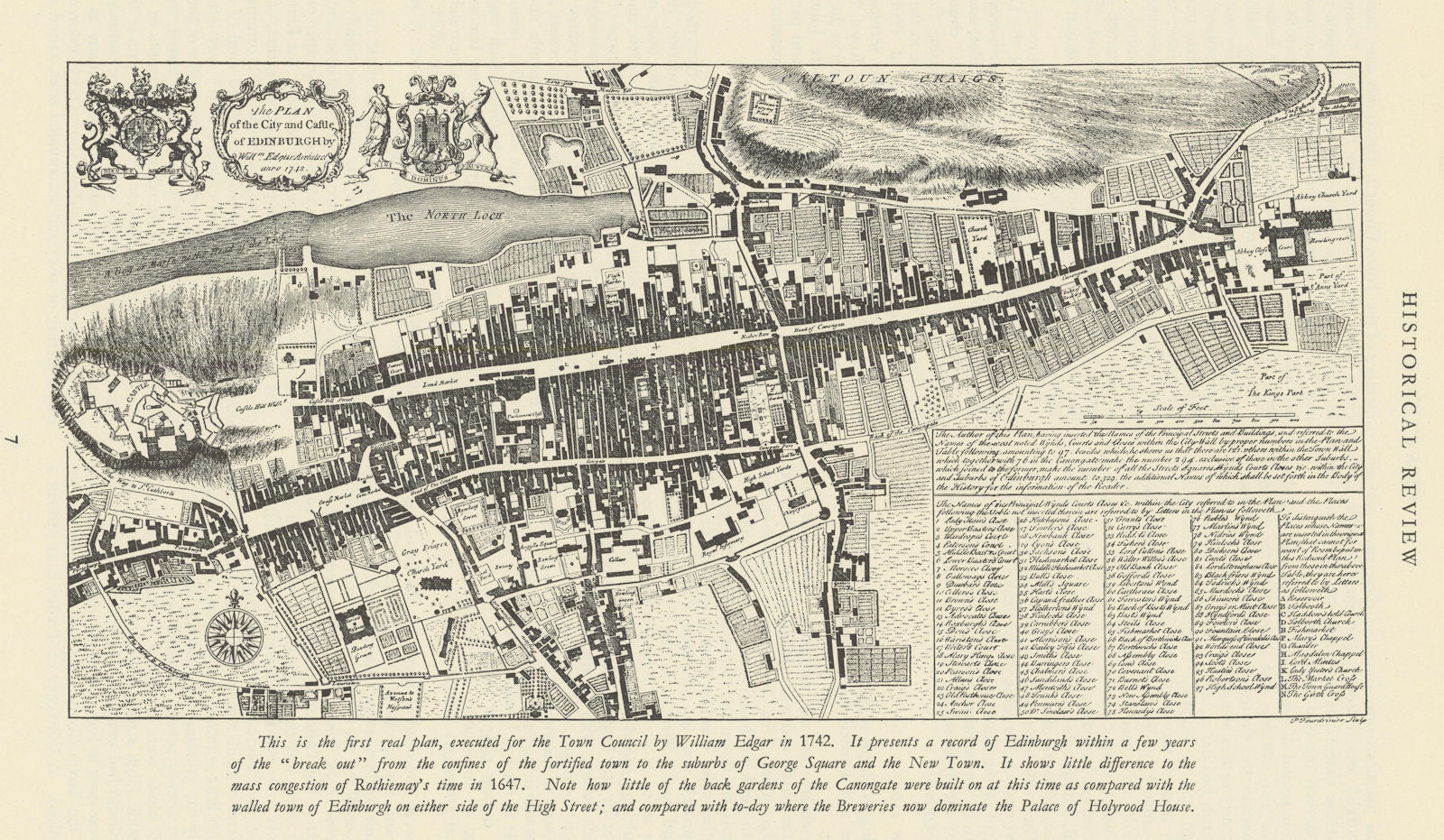 The City & Castle of Edinburgh after Edgar, 1742. Facsimile copy 1949 old map